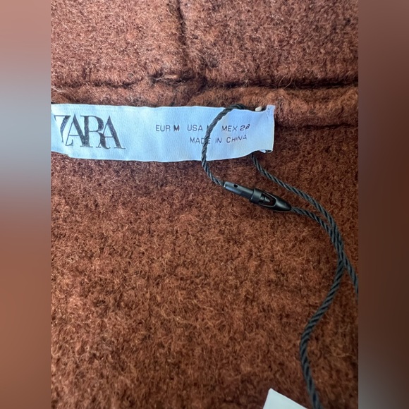 NWT ZARA TURNED UP CUFF KNIT COAT Brown Size M - Picture 6 of 14